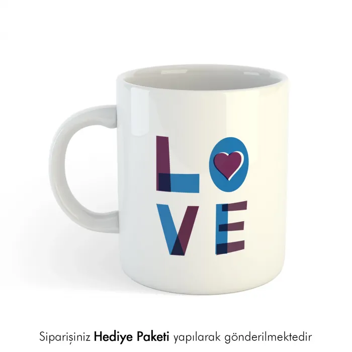 Love Tasarımlı Kahve Kupası