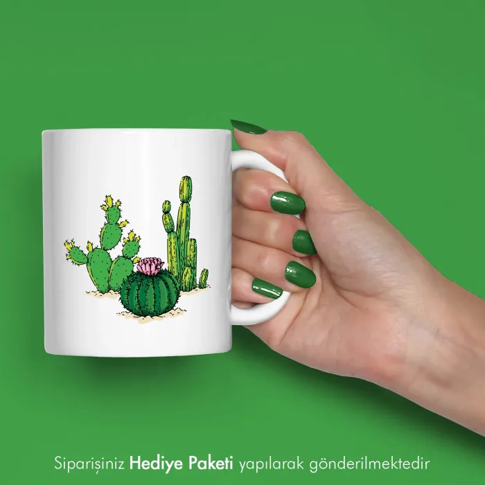 Kaktüs Tasarımlı Kahve Kupası