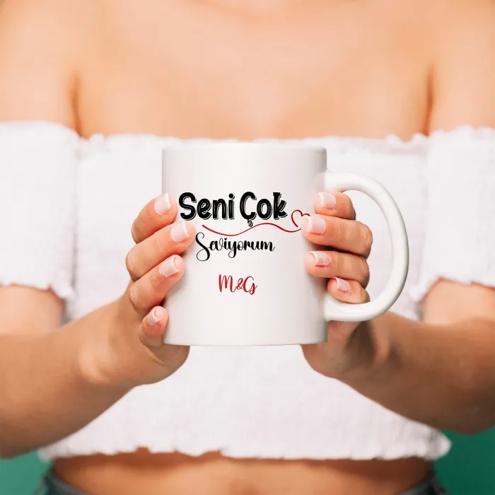 Seni Çok Seviyorum Mesajlı İsme Özel Kupa Bardak