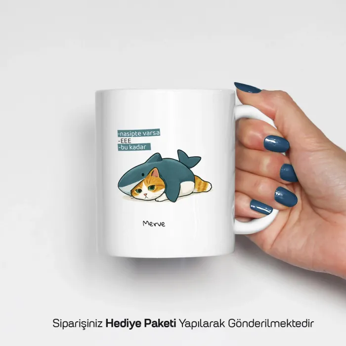 Nasipte Varsa Yazılı Kişiye Özel Kupa Bardak