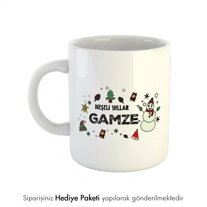 Neşeli Yıllar Tasarımlı İsme Özel Kupa Bardak