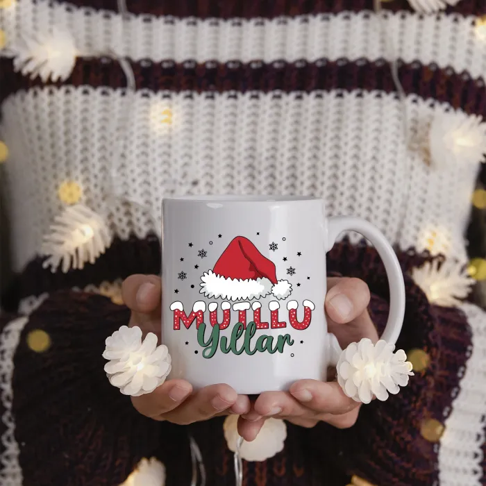 Noel Şapkalı Mutlu Yıllar Temalı Kupa