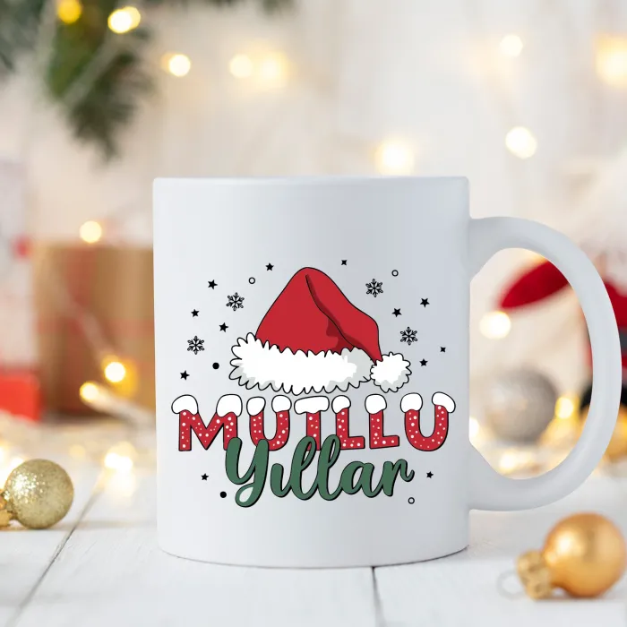 Noel Şapkalı Mutlu Yıllar Temalı Kupa