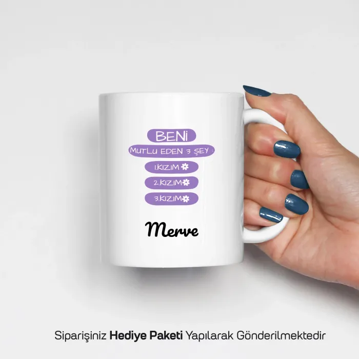 Kızım,Kızım,Kızım Temalı Kişiye Özel Kupa Bardak