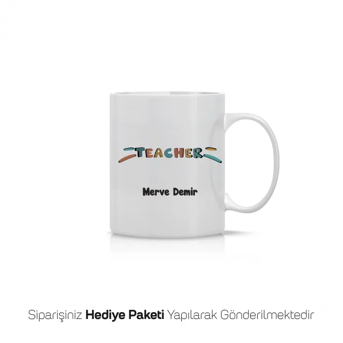 Öğretmenler Günü Teacher Yazılı Kişiye Özel Kupa Bardak