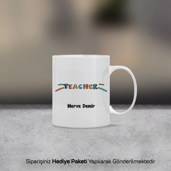 Öğretmenler Günü Teacher Yazılı Kişiye Özel Kupa Bardak
