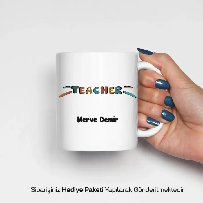 Öğretmenler Günü Teacher Yazılı Kişiye Özel Kupa Bardak
