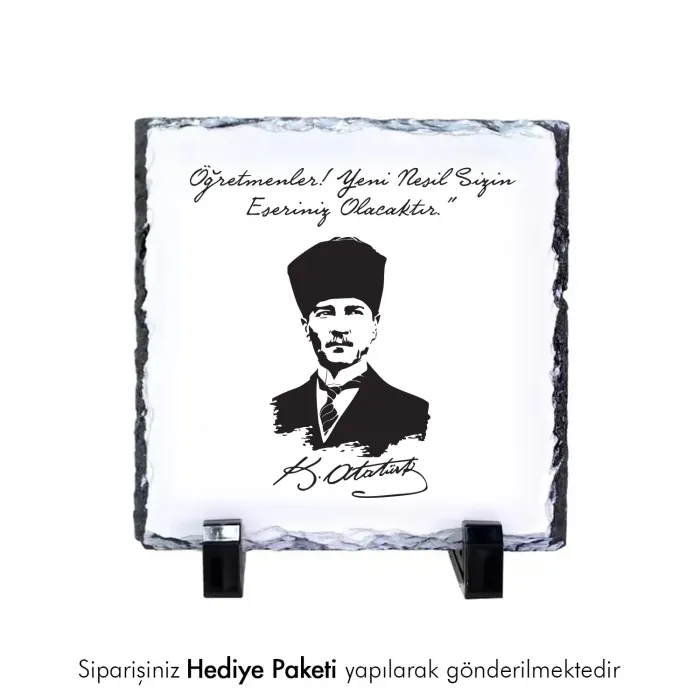 Öğretmenler Gününe Özel Atatürk Portreli Doğal Taş
