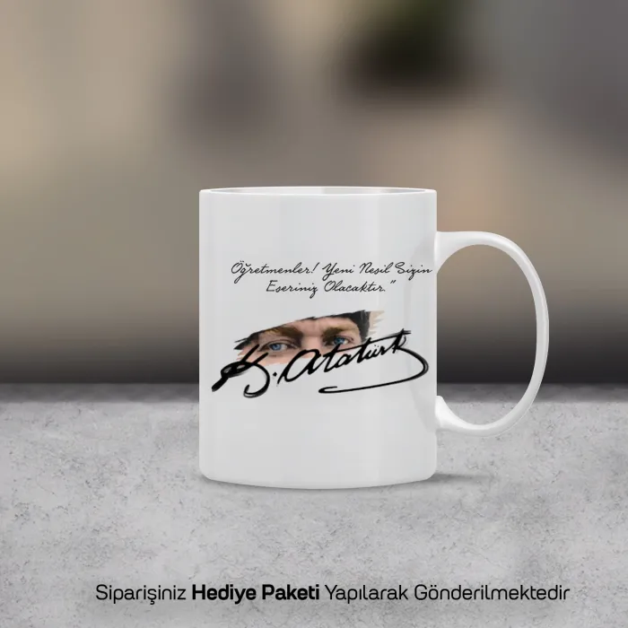 Öğretmenler Gününe Özel Atatürk Temalı Kupa Bardak