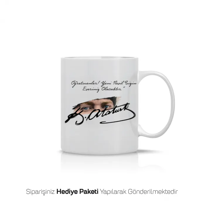 Öğretmenler Gününe Özel Atatürk Temalı Kupa Bardak