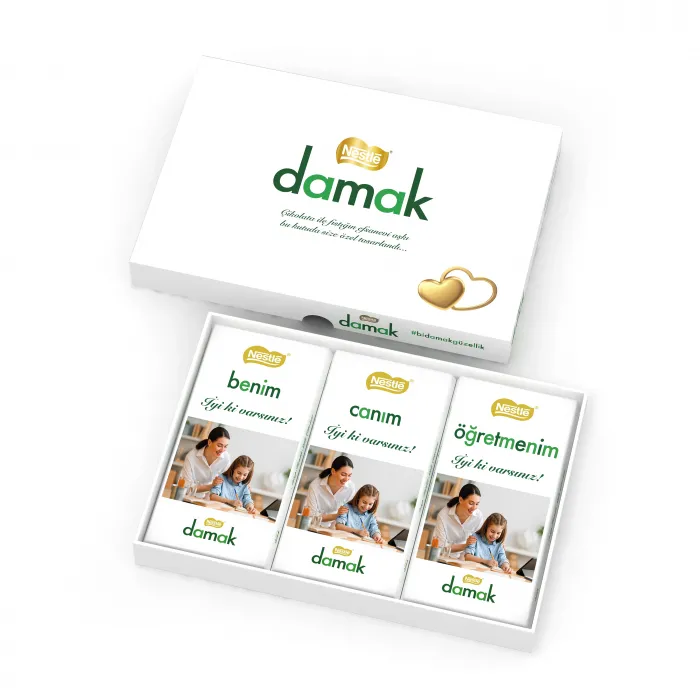 Öğretmenler Gününe Özel Fotoğraflı Nestlé Damak Çikolata Paketi