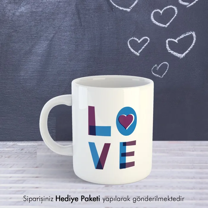 Love Tasarımlı Kahve Kupası