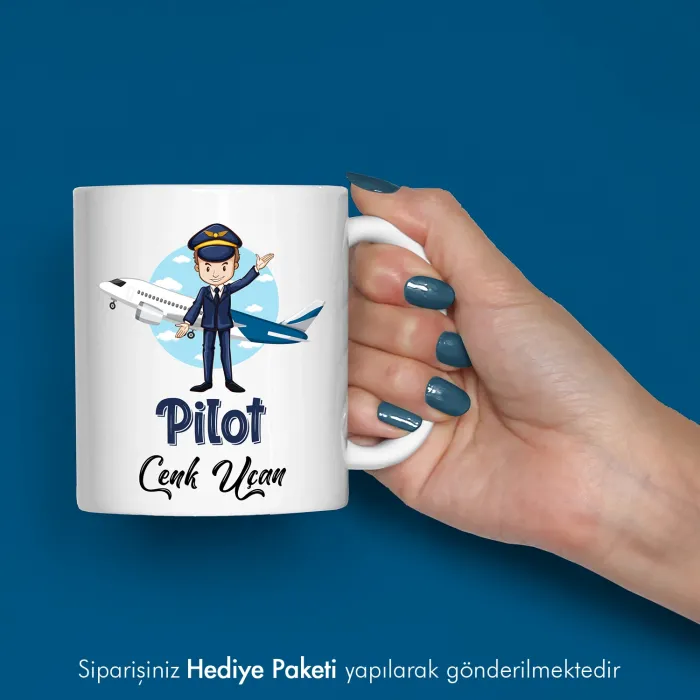 Pilot Tasarımlı İsme Özel Hediye Kupa