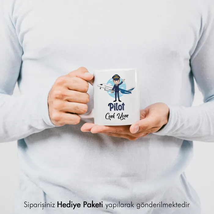 Pilot Tasarımlı İsme Özel Hediye Kupa