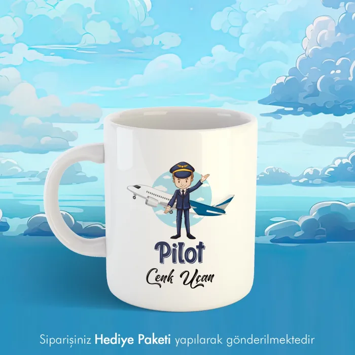 Pilot Tasarımlı İsme Özel Hediye Kupa
