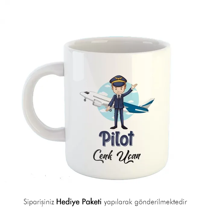 Pilot Tasarımlı İsme Özel Hediye Kupa