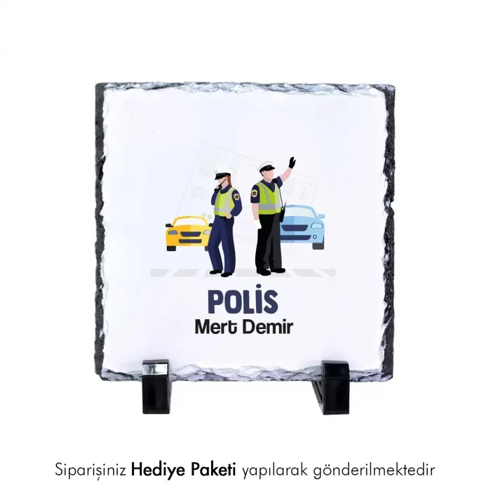Polise Özel İsim Baskılı Doğal Taş