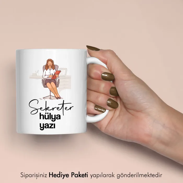 Sekreter Tasarımlı İsme Özel Hediye Kupa