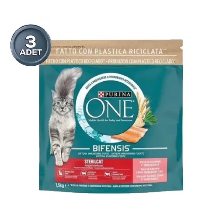 Purina One Somonlu Kısırlaştırılmış Kedi Maması 1,5 Kg x 3 Adet