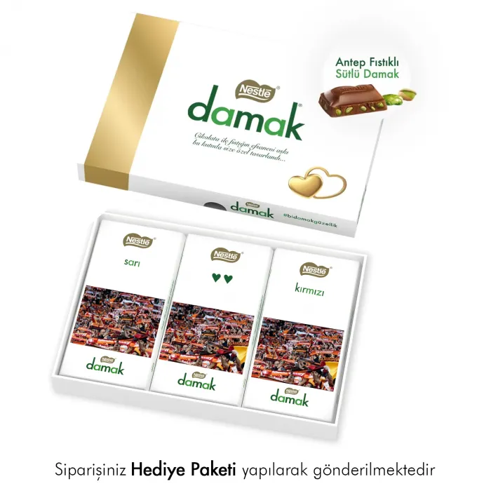 Sarı-Kırmızı Sevda Kişiye Özel Nestle Damak Çikolata Paketi