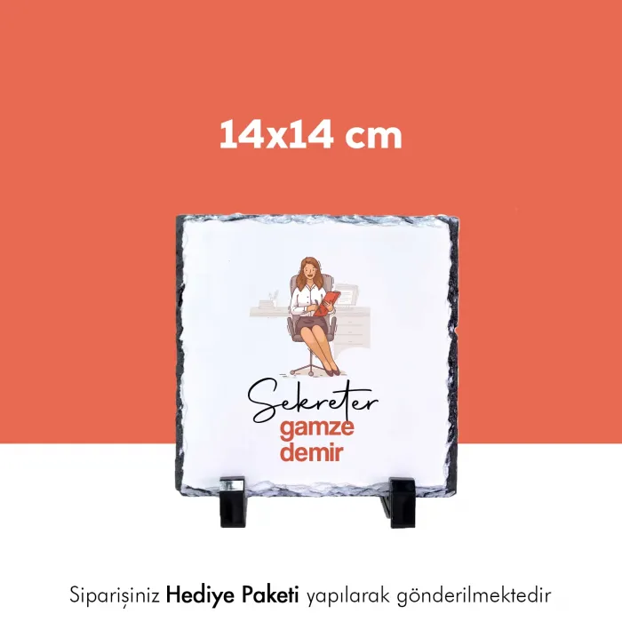 Sekretere Özel İsim Baskılı Doğal Taş
