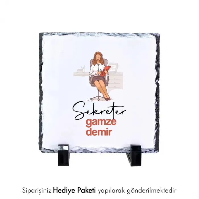 Sekretere Özel İsim Baskılı Doğal Taş