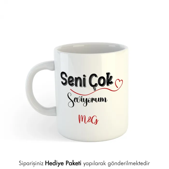 Seni Çok Seviyorum Mesajlı İsme Özel Kupa Bardak