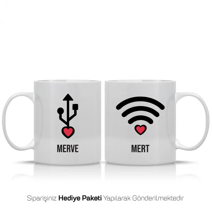 2Li Seninle Bağlıyım Temalı Kişiye Özel İsimli Kupa Bardak