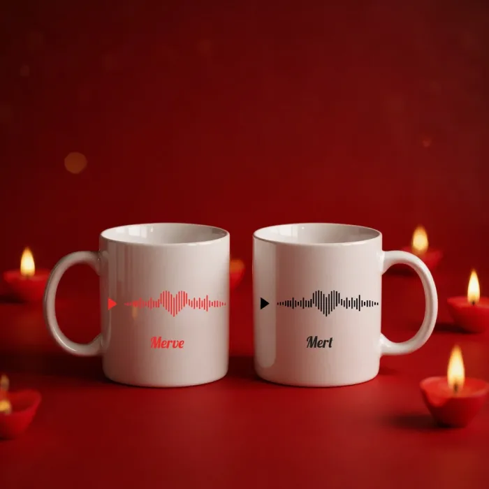 Sevgililer Gününe Özel Aşkın Sesi temalı 2li Kupa Seti