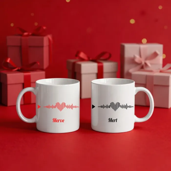 Sevgililer Gününe Özel Aşkın Sesi temalı 2li Kupa Seti