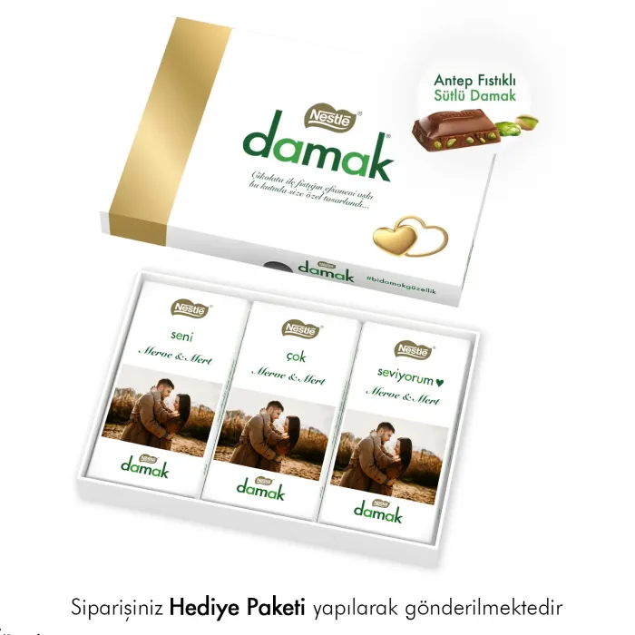 Sevgililer Gününe Özel Fotoğraflı Nestle Damak Çikolata Paketi