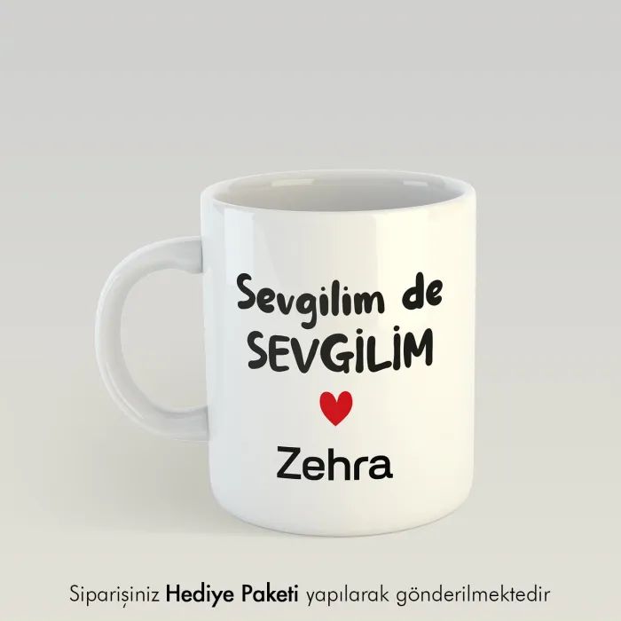 2’Li Kupa Sevgilim de Sevgilim Kişiye Özel İsimli Kupa