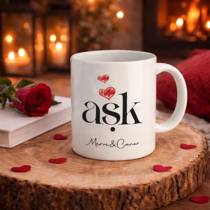 Sevgiliye Hediye Aşk Temalı Kupa