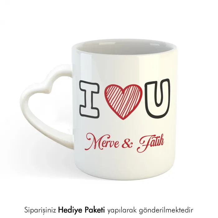 Sevgiliye Hediye Beyaz Kalpli Kupa Bardak