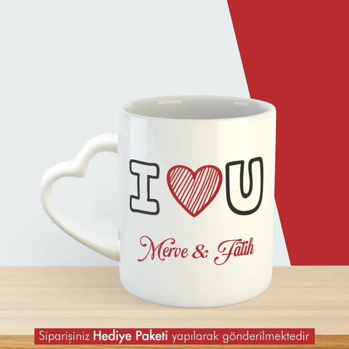 Sevgiliye Hediye Beyaz Kalpli Kupa Bardak