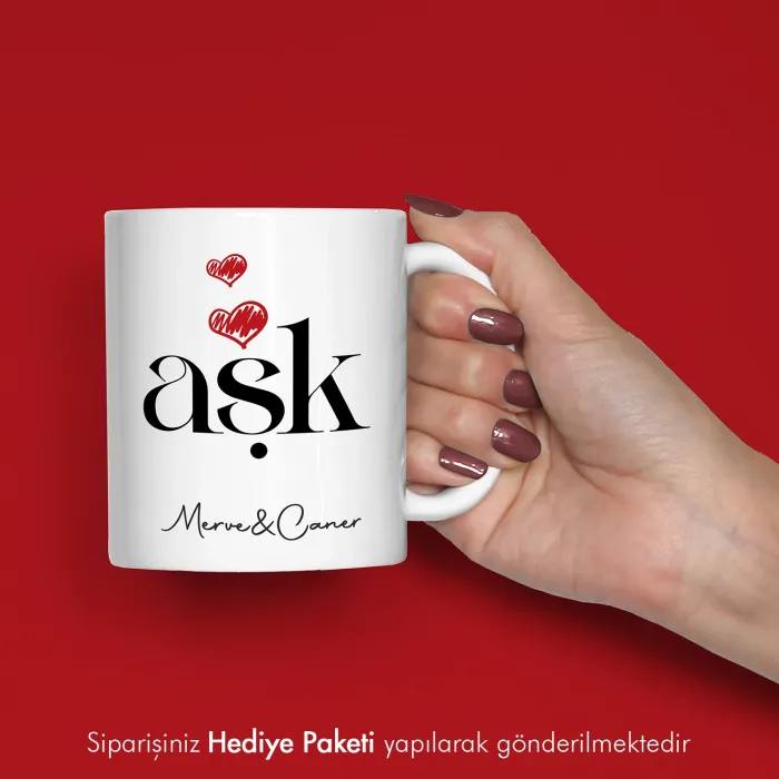 Sevgiliye Hediye Aşk Temalı Kupa