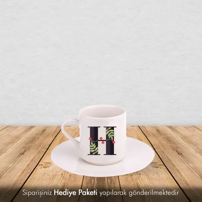 Kişiye Özel Harf Temalı Hediye Beyaz Fincan