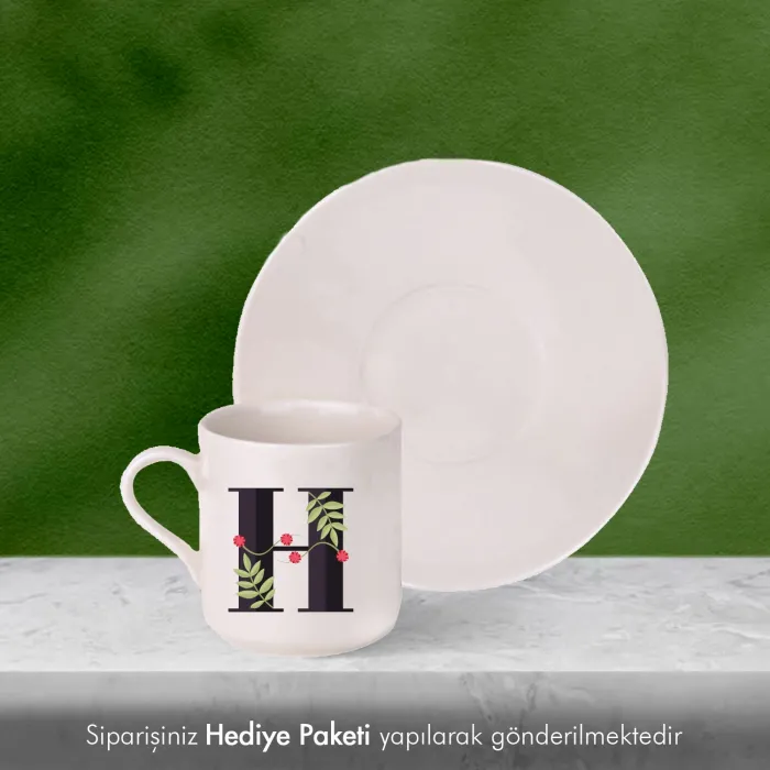 Kişiye Özel Harf Temalı Hediye Beyaz Fincan