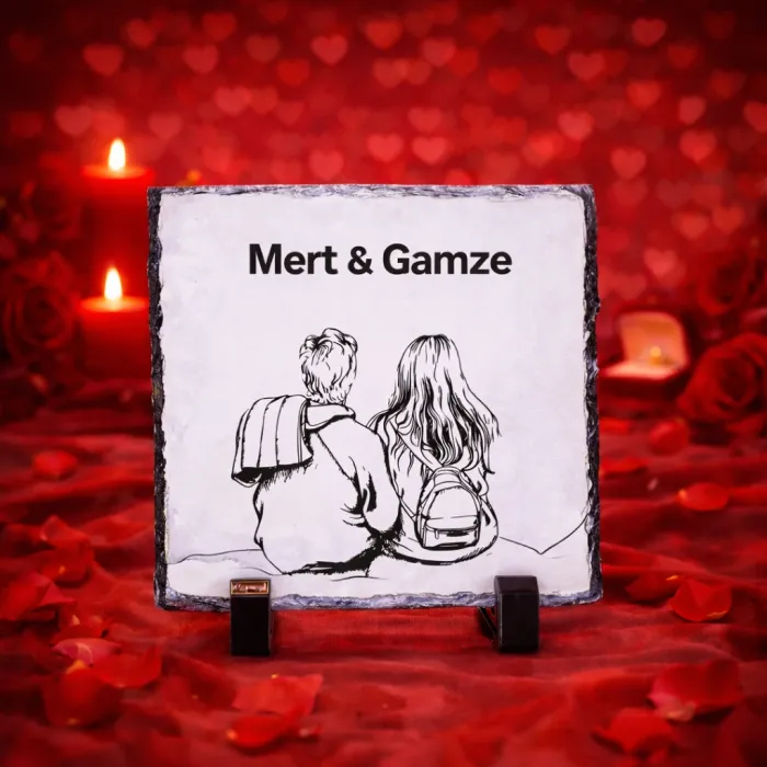 Sevgiliye Özel İsim Baskılı Doğal Taş