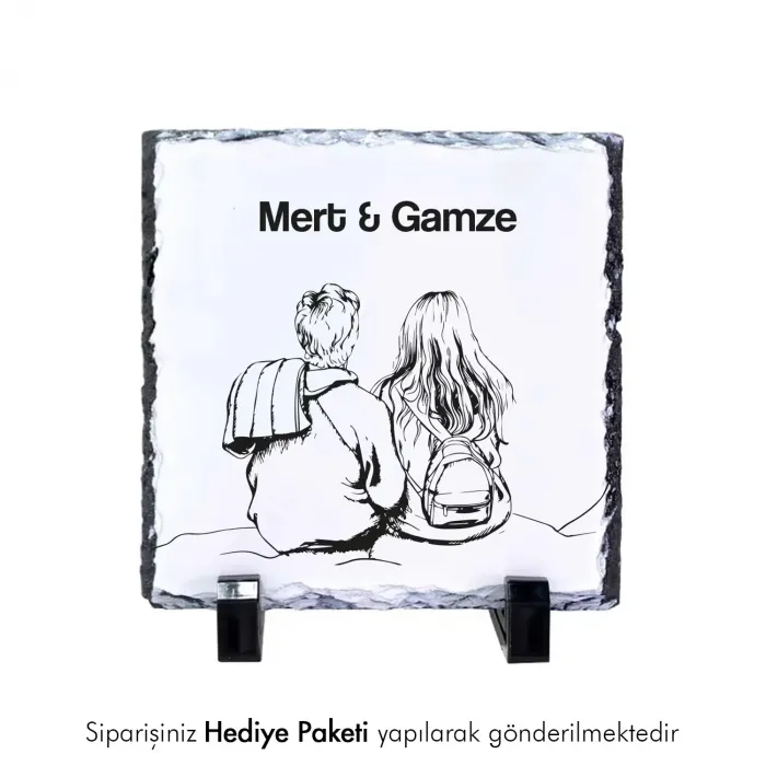 Sevgiliye Özel İsim Baskılı Doğal Taş