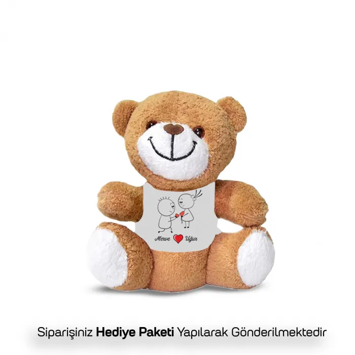 Sevgiliye Özel İsim Baskılı Hediye Peluş Ayıcık Termos Seti (Kahve Hediyeli)