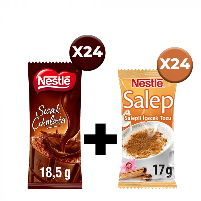 Sıcak Çikolata & Salep İkili Paket – 48 Adet (24+24)
