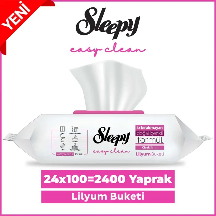 Sleepy Easy Clean Lilyum Buketi Yüzey Temizlik Havlusu 100 Yaprak 24lü