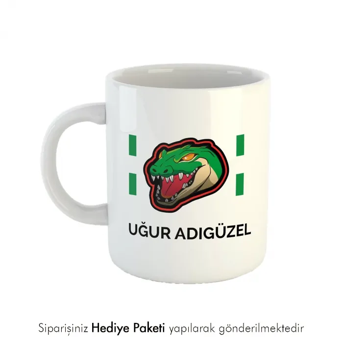 Timsah Baskılı Kişiye Özel İsimli Kupa Bardak