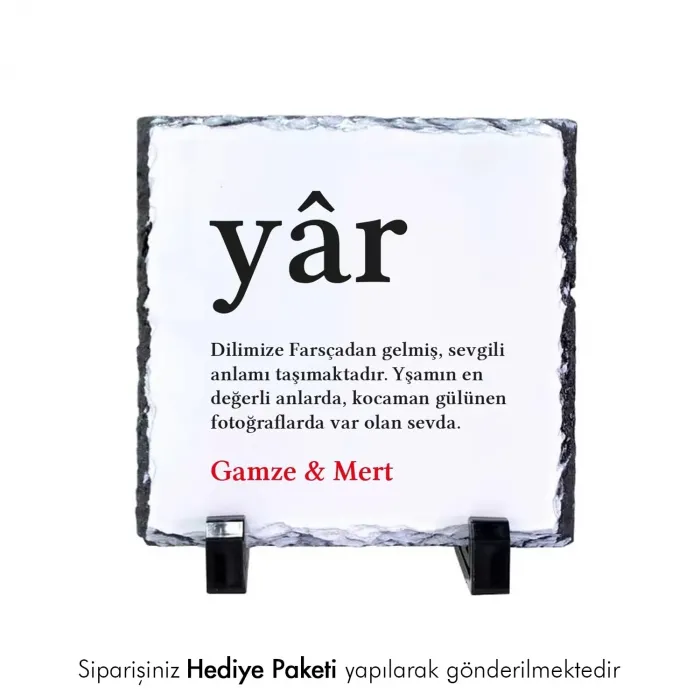 Yar Yazılı Özel İsim Baskılı Doğal Taş