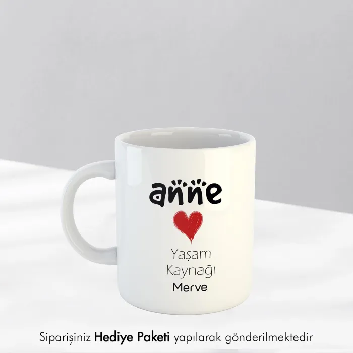 Anneye Özel İsimli Hediye Kupa