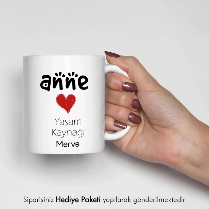 Anneye Özel İsimli Hediye Kupa