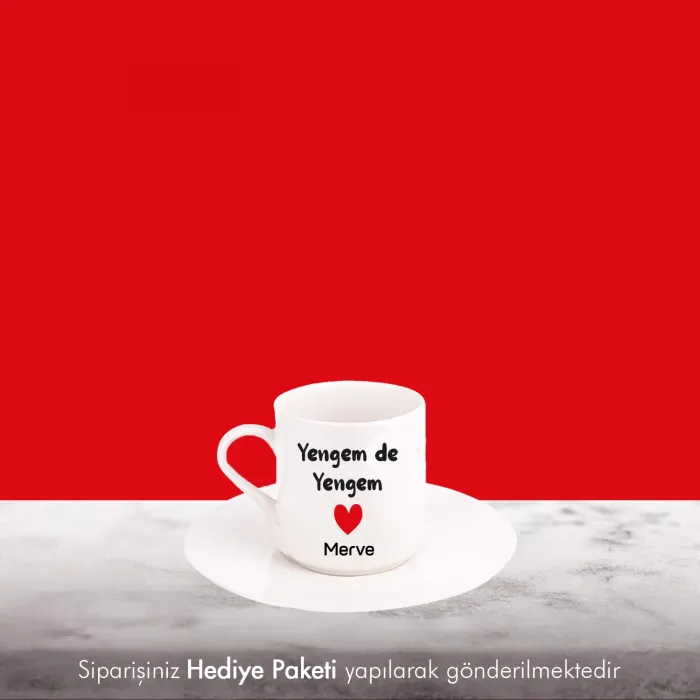 Yengem De Yengem Kişiye Özel İsimli Hediye Beyaz Fincan