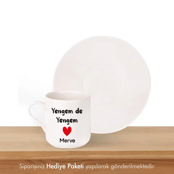 Yengem De Yengem Kişiye Özel İsimli Hediye Beyaz Fincan