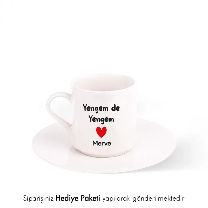 Yengem De Yengem Kişiye Özel İsimli Hediye Beyaz Fincan